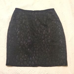 H&M Black Shimmer Cheetah Pencil Skirt - Size 6